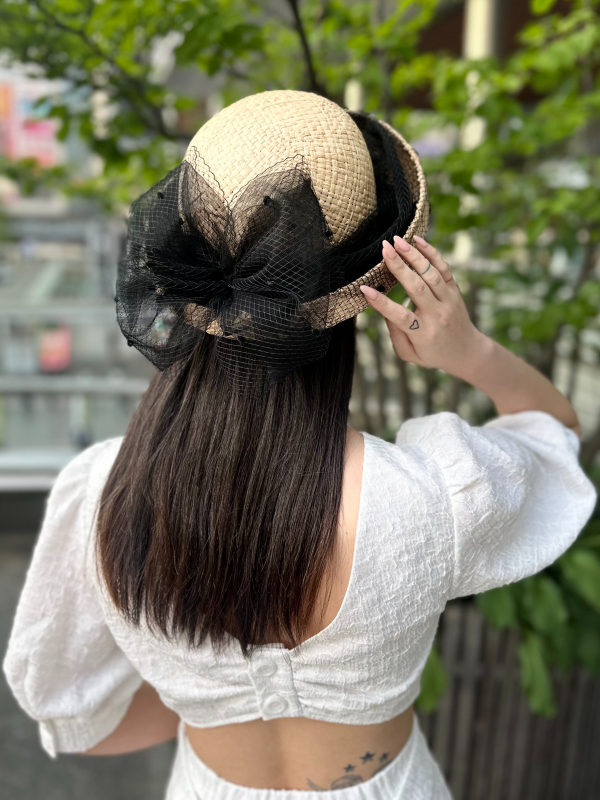 超熱 アトリエメイド でかかっ CA4LA チュール付きキャスケット 帽子 - 帽子